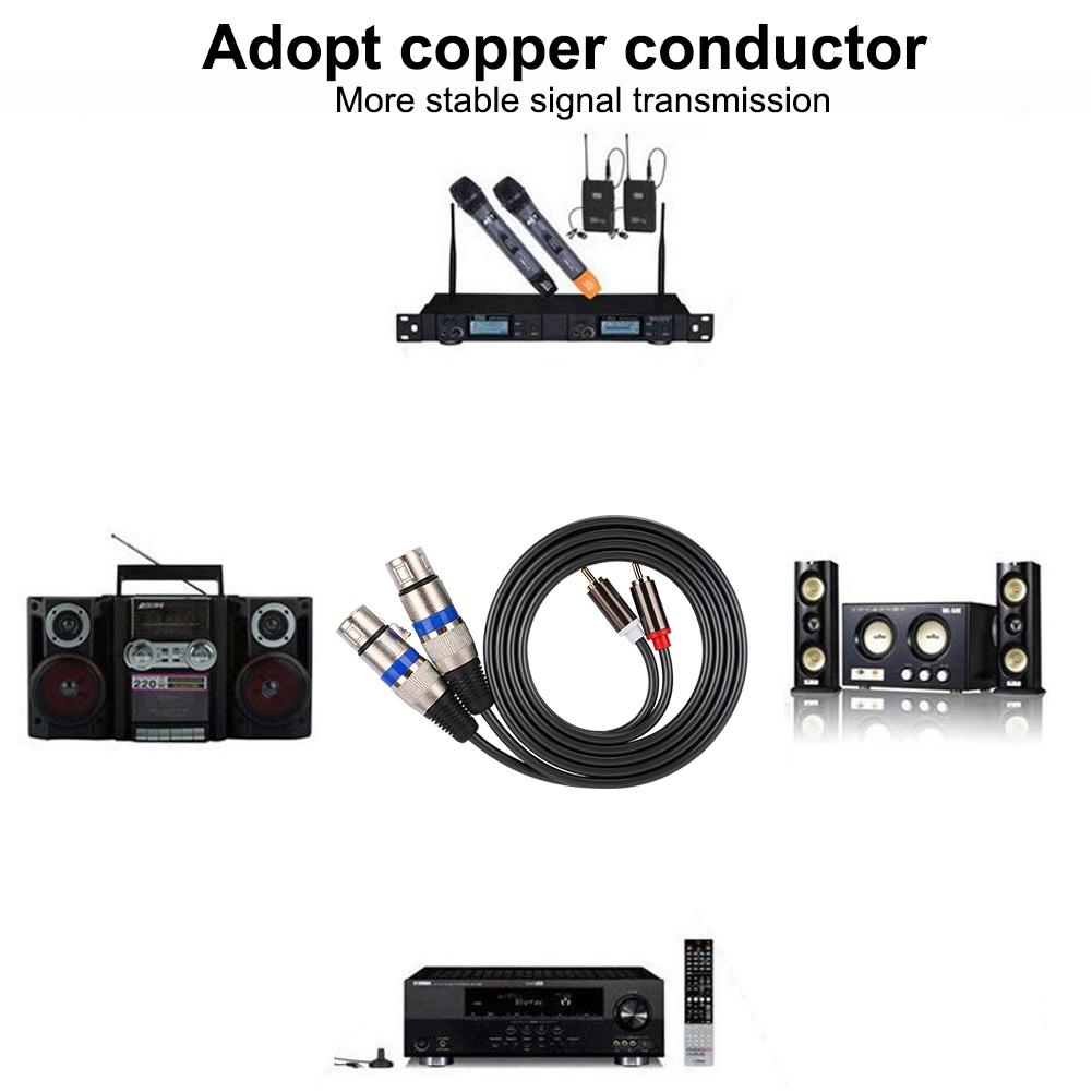 Dual for RCA Male to Dual XLR Female Audio Adapter Cable Patch Cord Double row PVC Wire