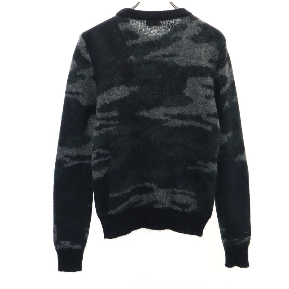 Saint Laurent Mohair Blend Camouflage Pattern Long Sleeve Command Sweater Men's Used