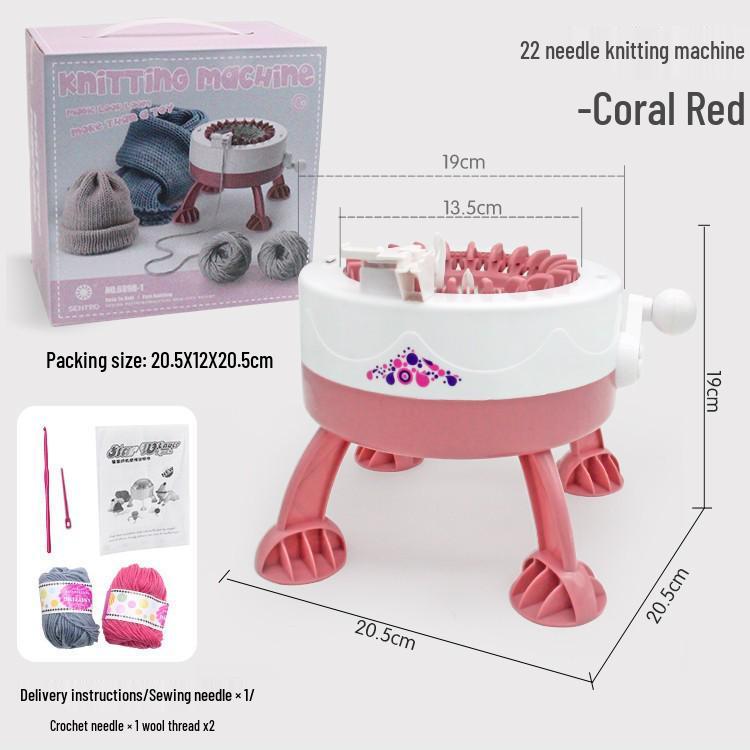 Kompaktní 22jehlový ruční pletací stroj s klikou: DIY Výrobník svetrů a čepic