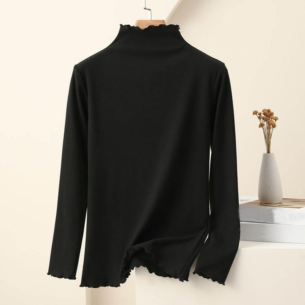 Women's Fashion Solid Colour Long Sleeve Fleece Thickened Top