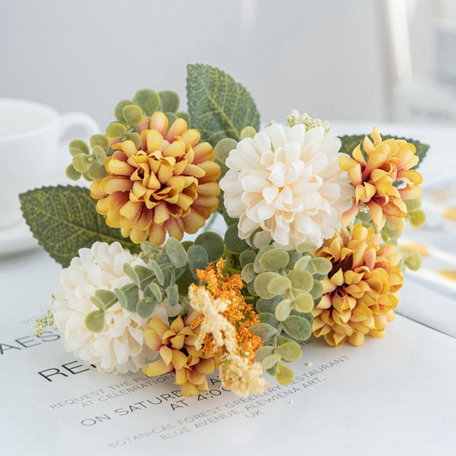 Artificial Flower Lavender Ball Chrysanthemum Combination Brial Bouquet Home Room Table Decora Wedding Valentine's Day DIY Gift