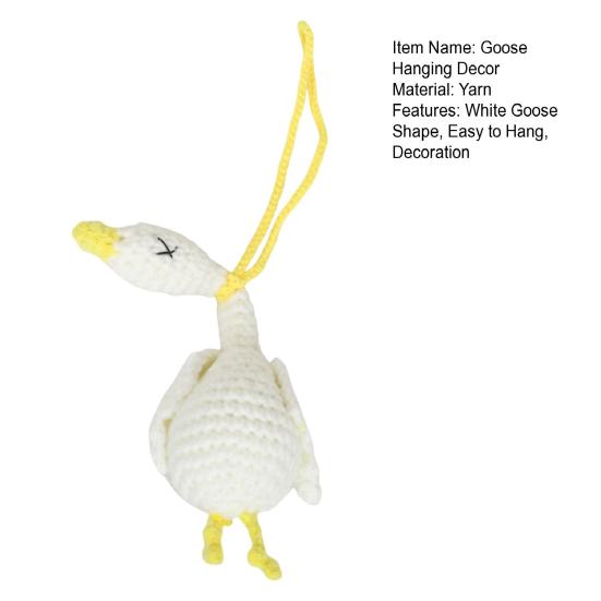 Crochet Goose Hanging Decoration Handmade Knitting White Goose Handbag Backpack Keychain Car Rearview Mirror Hanging Ornament