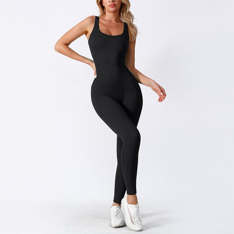 Women s body suit summer spring outfit women sportswear yoga suit S чёрный