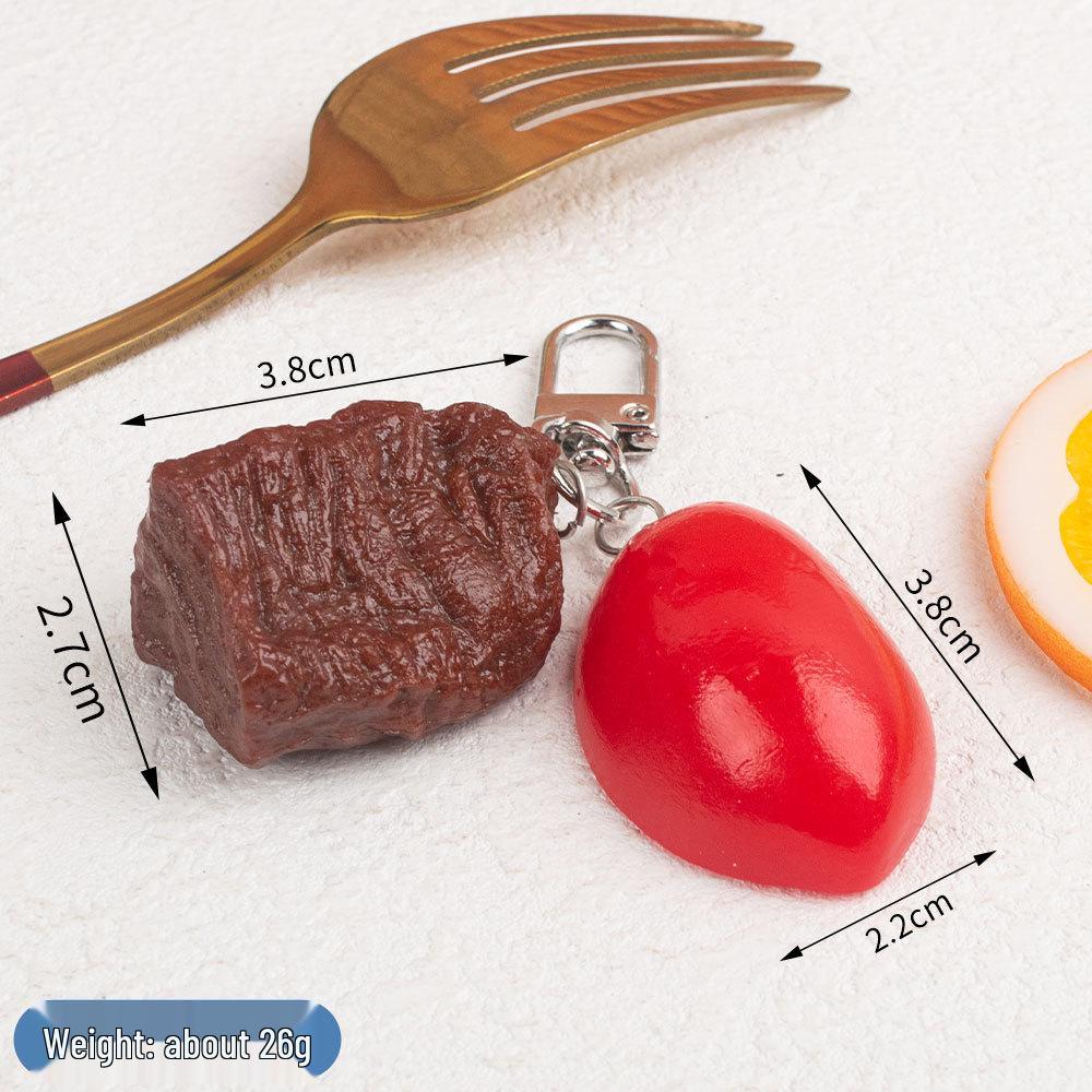 Miniature Food Keychain: Fruit, Vegetable & Beef DIY Backpack Pendant Toy