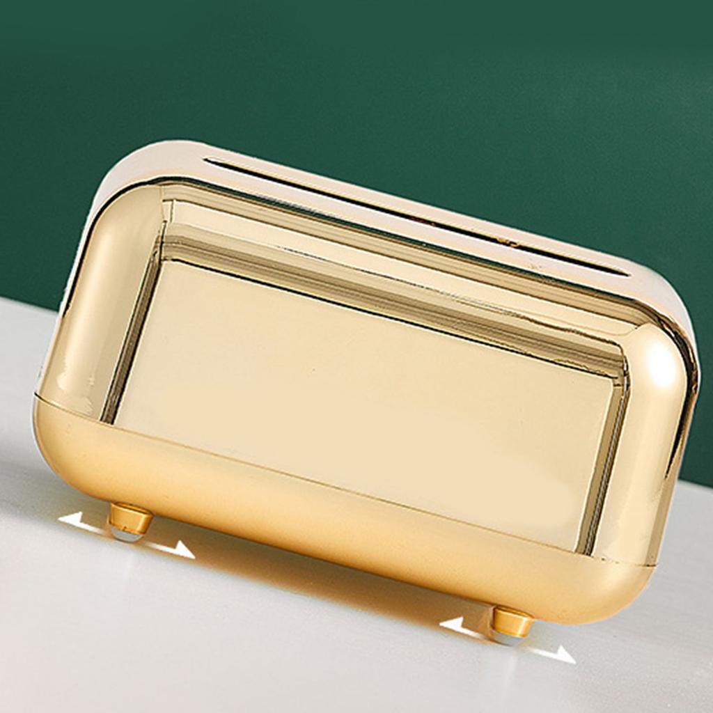 Tissue Box Cover Rectangular Electroplating Retro Napkin Box Holder for Living Room Bathroom Bedroom