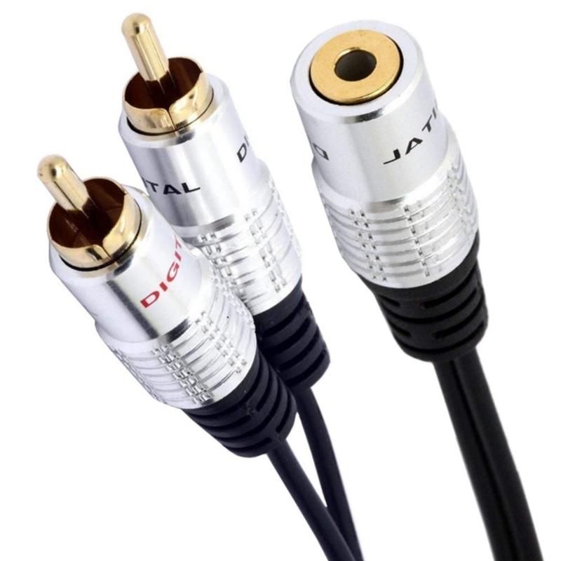 25cm Adapter Cord 3.5mm Female To 2RCA Male Cable Extension Line Gold Plated Connectors Designing