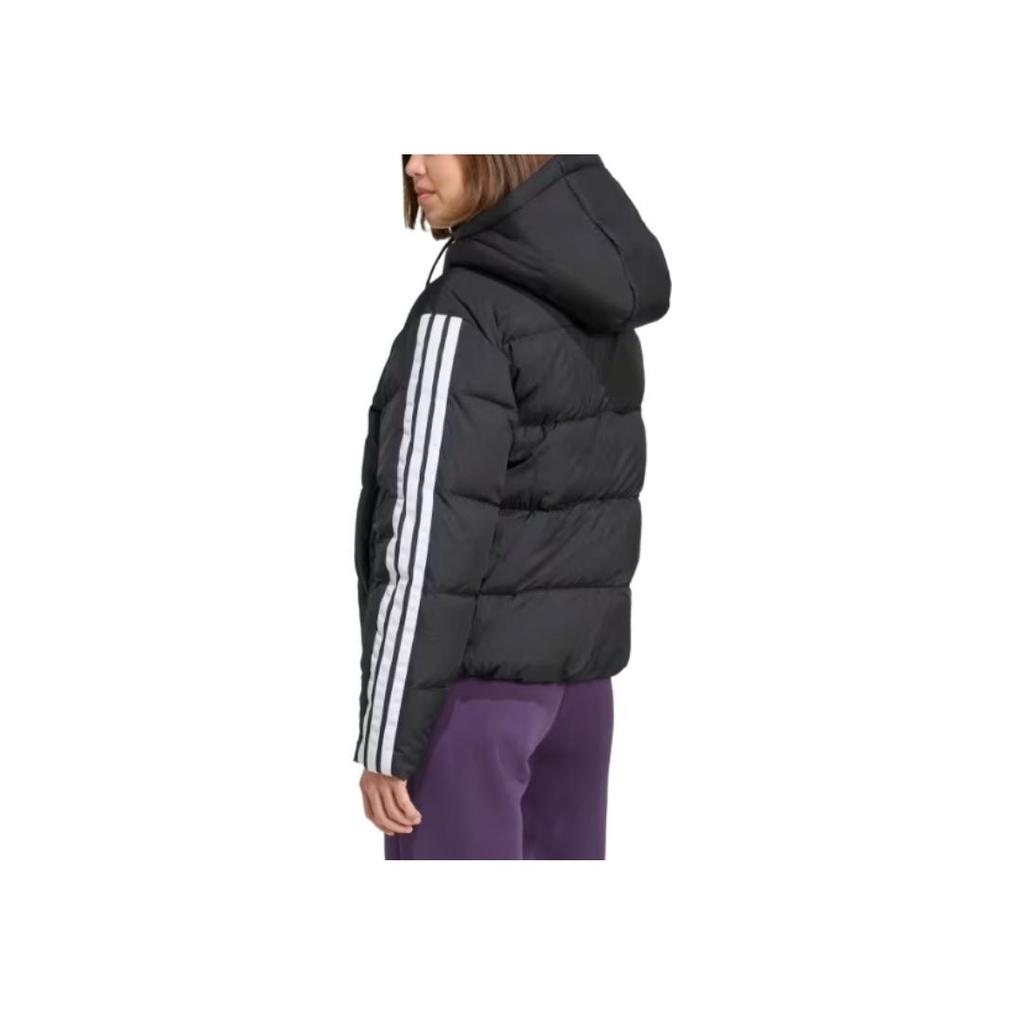 Adidas Loose Fit Hooded Long Sleeve Down Jacket Women Outerwear Black JW3429