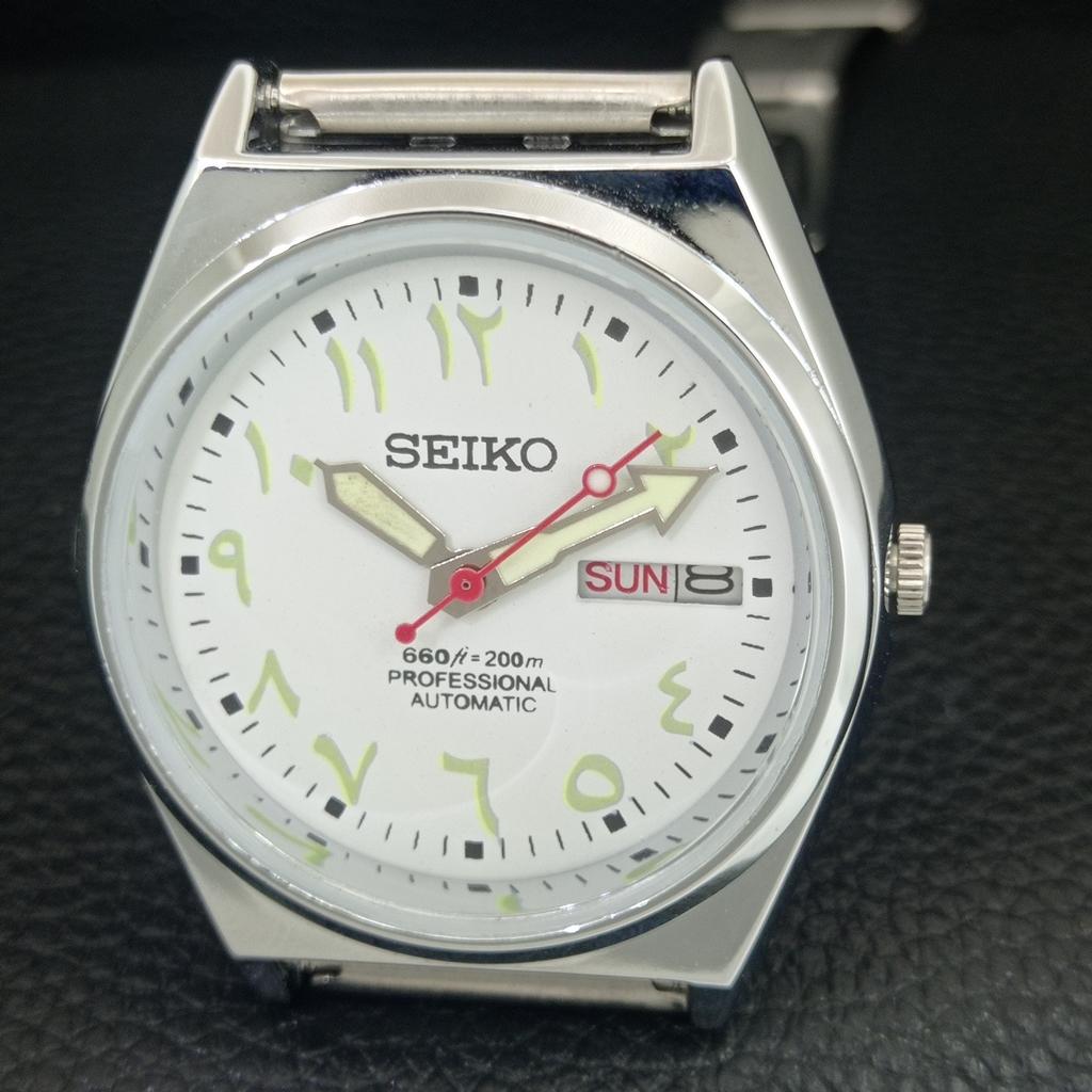 VINTAGE SEIKO AUTOMATIC 6309A REFURBISHED JAPAN MENS WHITE DIAL WATCH a442673-1