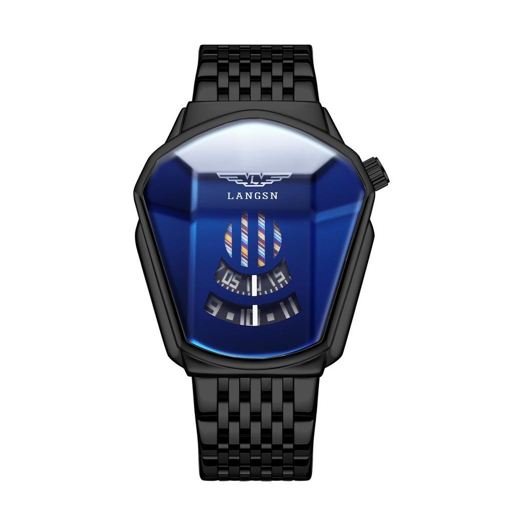 Watch Men'S Personality Trend Creative Versatile Fashion Steel Belt High Value New Concept Cool Quartz Watch
