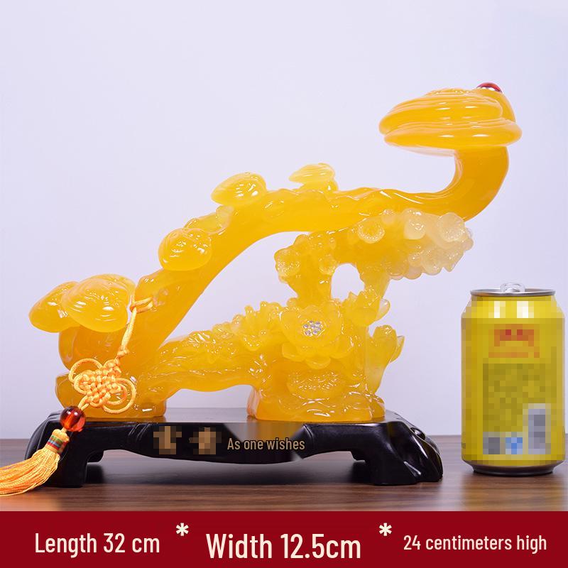 Yellow Jade Ruyi Ornament for Living Room or Wine Cabinet - Housewarming or Company Opening Gift