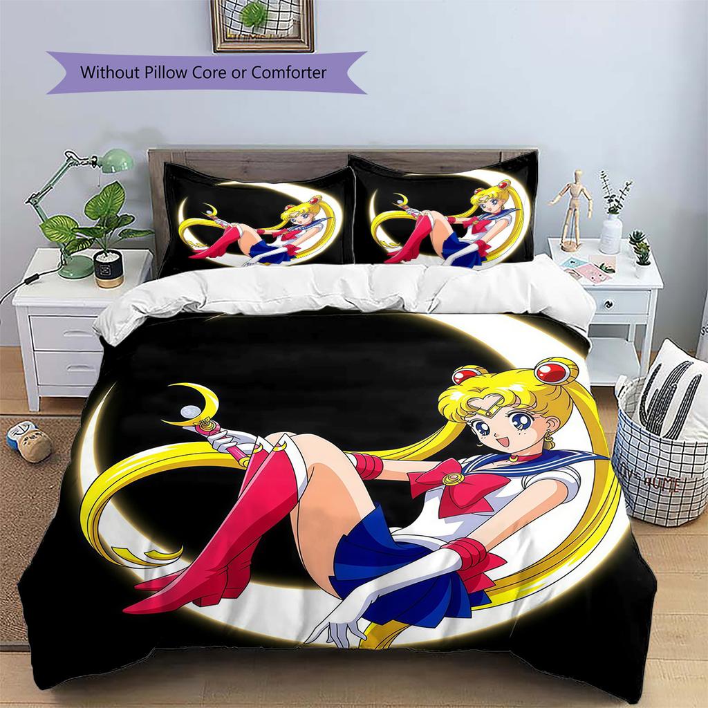 Set Copripiumino con Motivo Sailor Moon3 Decorazione per la Casa Regalo (1 * copripiumino + 2 * federe senza imbottitura)