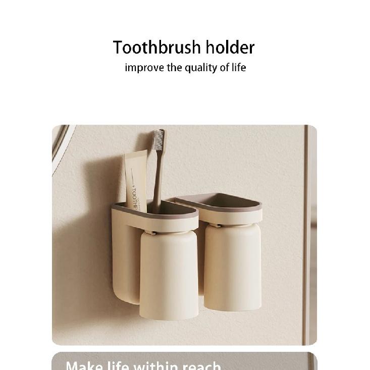 1 Pièce Porte-Rangement Brosse à Dents Innovant Sans Trou Tasse Bain à Bouche Luxe Léger Tasse Brosse Organisateur Salle de Bain Mural Couple