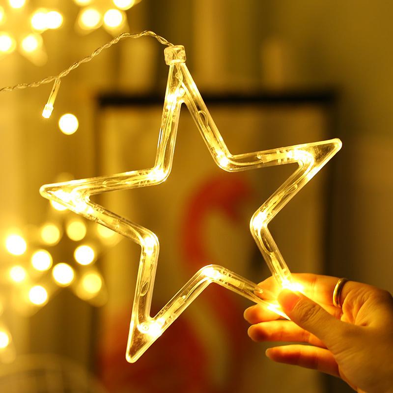 Christmas LED String Lights Moon Star LED Lights String Xmas New Year 2024 Curtain Lamp Christmas Decorations For Home Noel