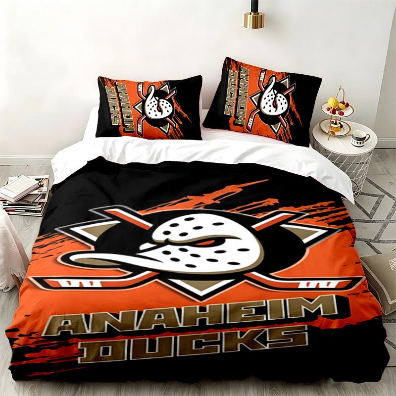 Set 3 pezzi Anaheim Ducks Perfetto per la camera da letto Set biancheria da letto confortevole include una copripiumino e due federe Ideale regalo di compleanno o di Natale