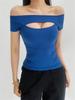 Chic One-Shoulder Hollow Short-Sleeve Women's Slim-Fit T-Shirt