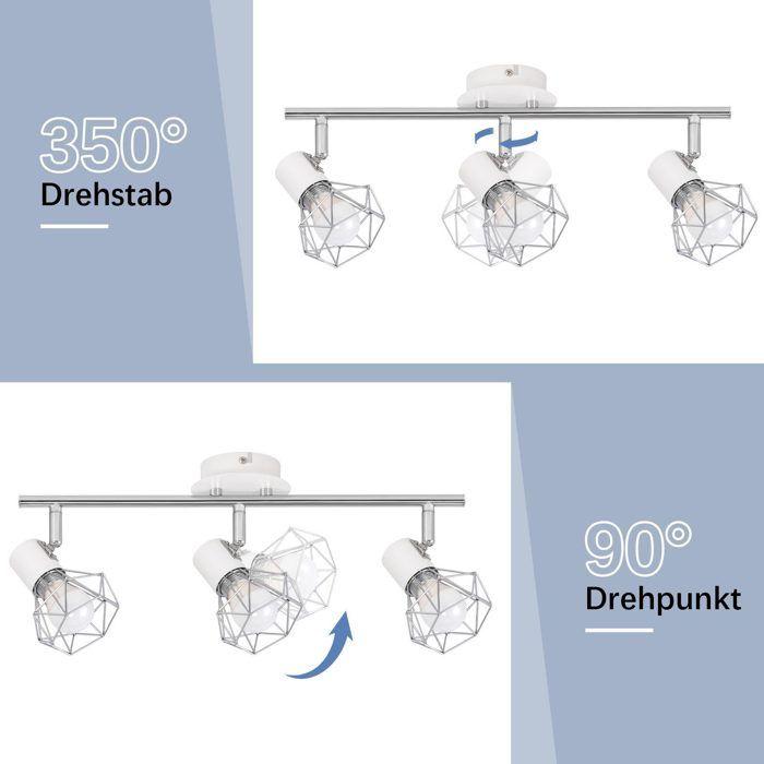 NETTLIFE Ceiling Light - 3 Bulbs - E14 - White - Metal
