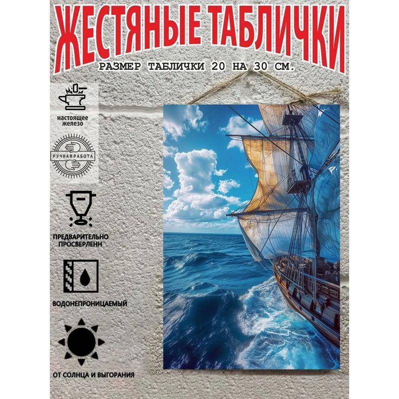 Vintage Sailing Ship Nautical Map Metal Wall Art Decor 20x30cm