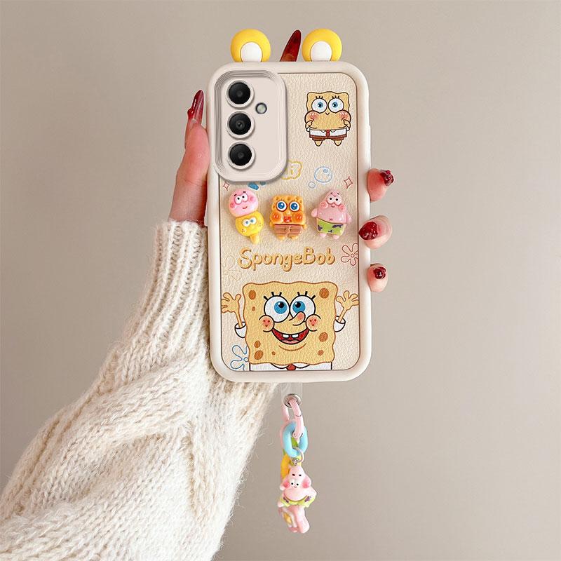 KEYSION Cute Ear 3D Cartoon Case for Samsung S23 FE 5G with Bracelet Soft Silicone Shockproof Phone Back Cover for Galaxy S23 FE