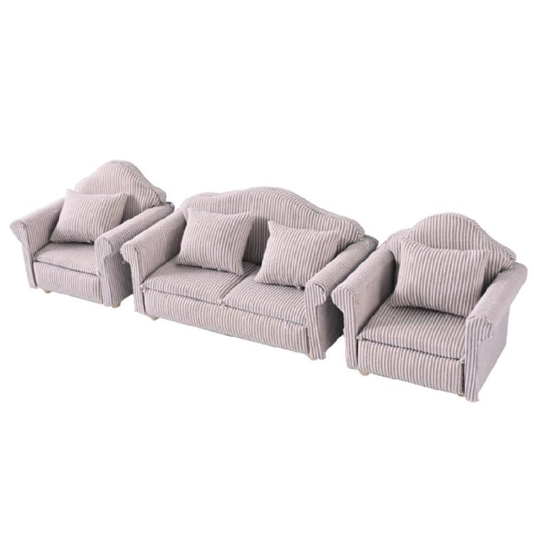 Modern Miniature Sofa with Cushion For 1/12 Scale Dollhouses Landscape Furniture With Cushion Furnishing Accessories