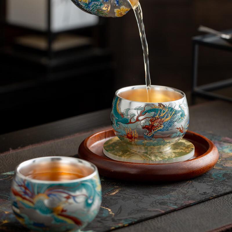 Zhexuan Phoenix 999 Silver-Gilt Ceramic Master Tea Cup