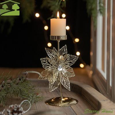 Creative Decorative Snowflake Tree Candle Holder Xmas Tree Elk Xmas Tealight Holder Iron Christmas Candlestick Wedding Party