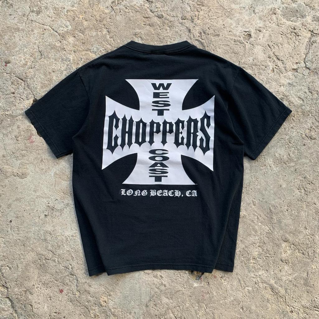 Letní bavlněné streetwearové tričko s krátkým rukávem s potiskem značky Tide West Coast Choppers, retro highstreetové oblečení, ležérní volný top