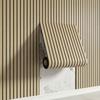 Self-adhesive Wood-grain Slat-effect Wall Sticker – 3D Grooved Grid-stripe Panel Wallpaper Roll