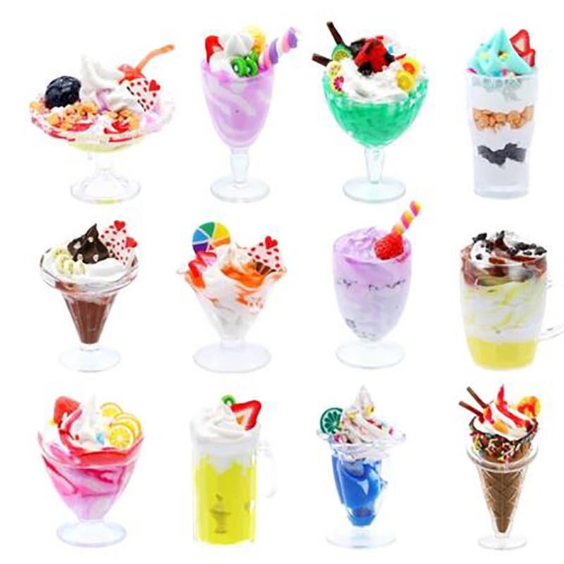 Set da 12 Pezzi Mini Tazza Contenitore per Gelato Sundae Giocattoli in Plastica per Modellismo con Argilla Fai da Te