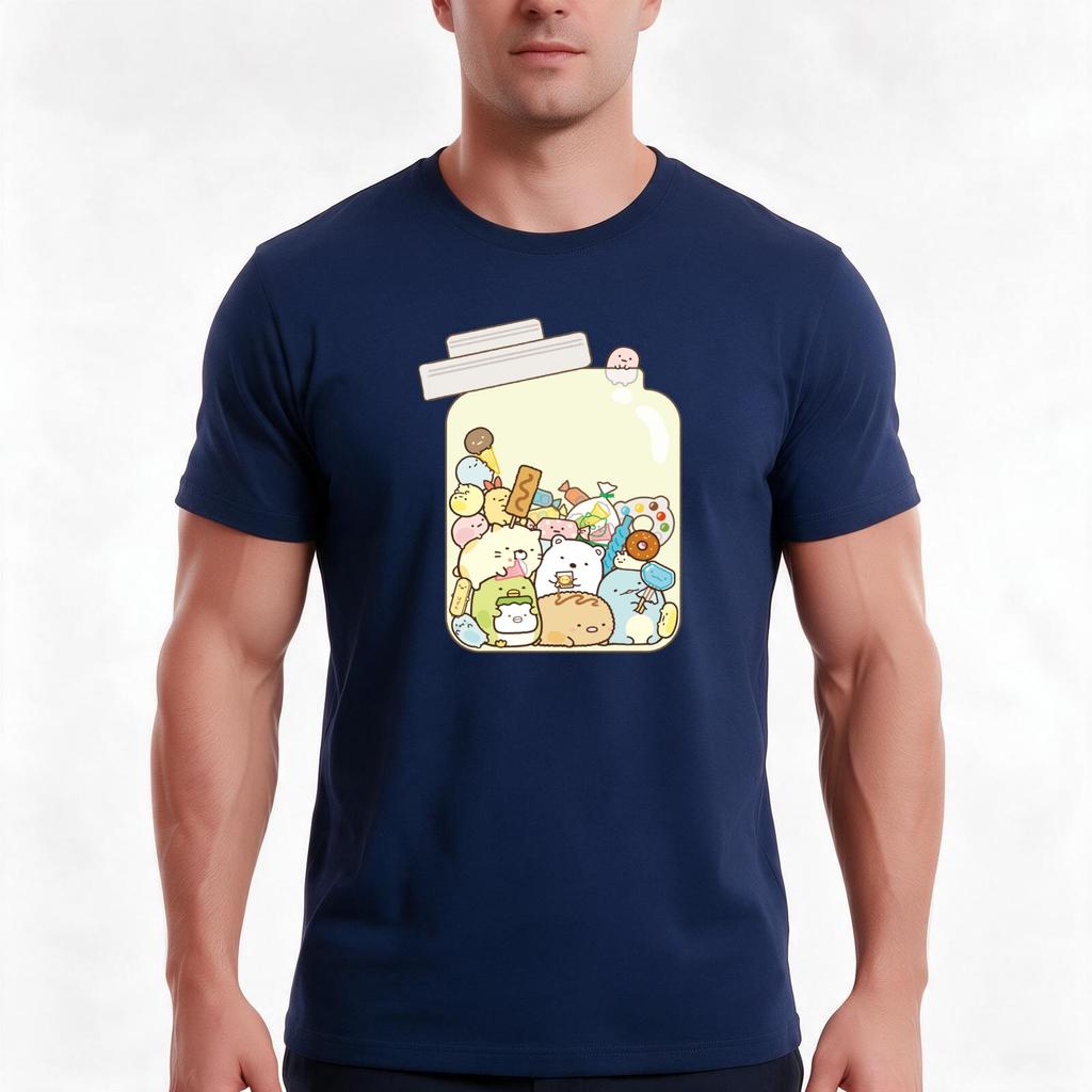 Sumikko Gurashi Im Glas T-Shirt Sommer Lässig Baumwolle T-Shirt Übergroß Streetwear Oberteile Vintage Grafikdruck Unisex Unisex Unisex