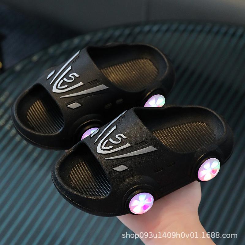 Fashion CINESSD Kids Luminous Slippers Summer Sandal Indoor Outdoor Soft Anti-slip Cartoon Car Kids Shoes Personality Children Sandals