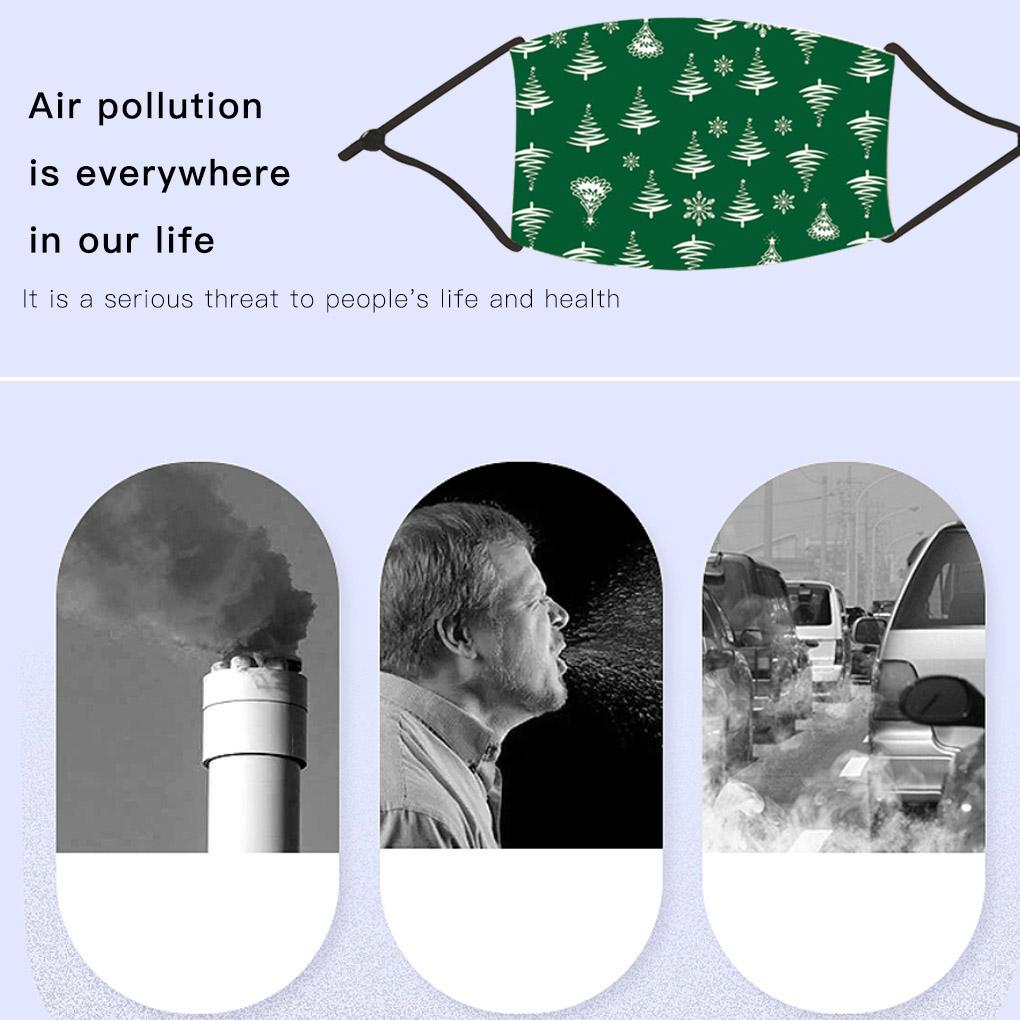 Staubmaske mit Weihnachtsmotiv, bedruckt, staubdicht, Polyester-Gesichtsmaske mit elastischem Ohrband und Filter Typ 5