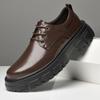New Italian Mens Casual Leather Thick Bottom Shoes Trendy All-match Genuine Leather Business Shoes Outdoor Designer Oxford Shoes