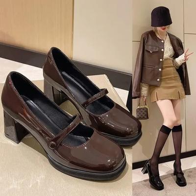 Fashion 2024 Autumn New Fashion and Comfortable Women's Square Head High Heels Shallow Mouth Single Shoes