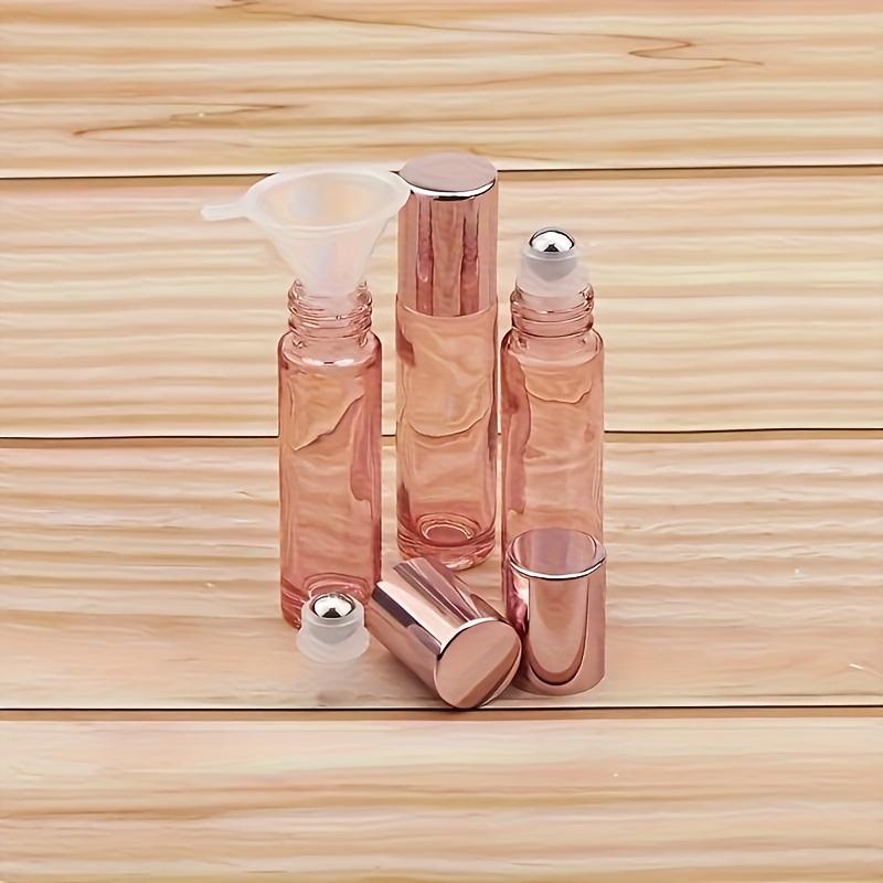 2pcs 10ml/0.34oz Glass Roll On Bottle Pink Roller Bottle Essential Oil Lip Gloss Refillable Tube Empty Jar Glass Perfume Bottle