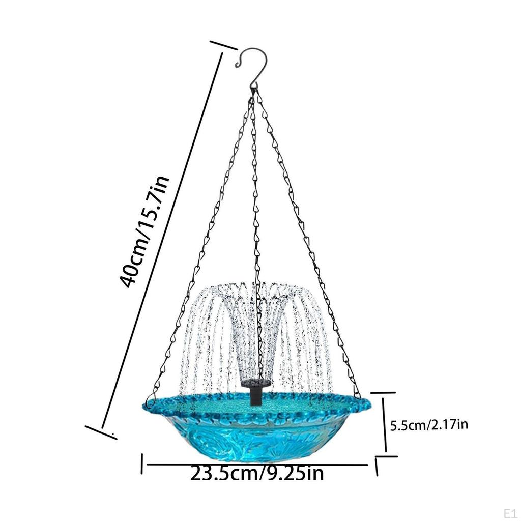 Hanging Solar Bird Bath Attracts Birds Powered Water Feature Decorative for Yard,