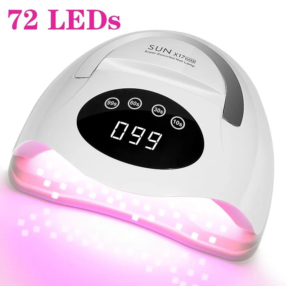 

X17 MAX УФ-светодиодная лампа для сушки гель-лака для ногтей, профессиональная 72 светодиодная лампа для сушки ногтей с таймером сенсорного экрана, автоматический датчик EU