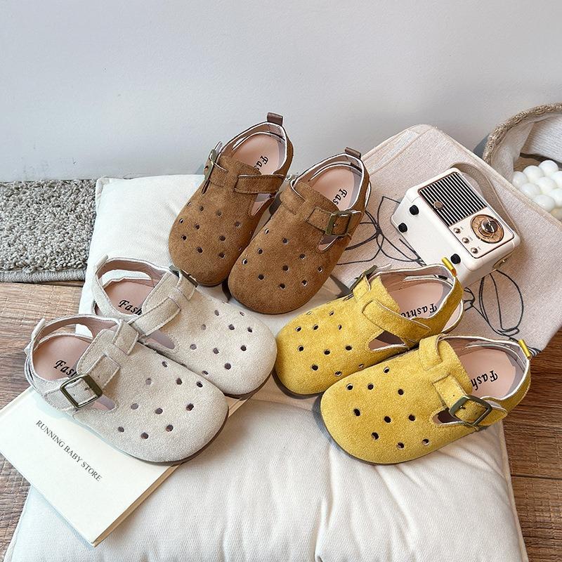 Comfort Summer Hollow-out Ventilated Shoes Child Versatile Suede Kids Sandals Anti-slippery Lightweith Boy Girl Footwear