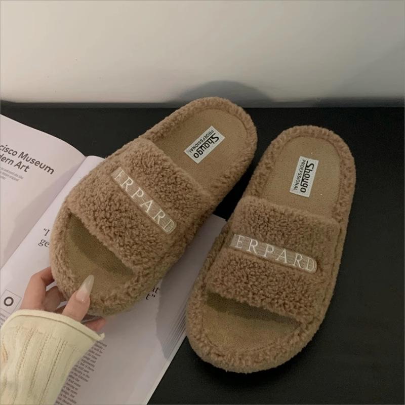 Mao Mao Slippers Women Wear 2025 Autumn New Internet Celebrity Explosion High Sense Go Out Thick Bottom Internet Celebrity Home Cotton Mop