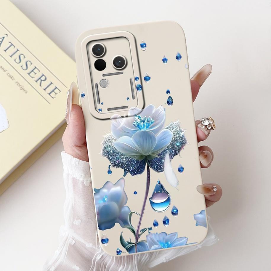 Für Vivo V30 V2318 Hülle V30 Pro V2319 Cover Beliebte Blumen Schleife Weiche Flüssigsilikon Handyhüllen Für Vivo S18 Pro V 30 Fundas