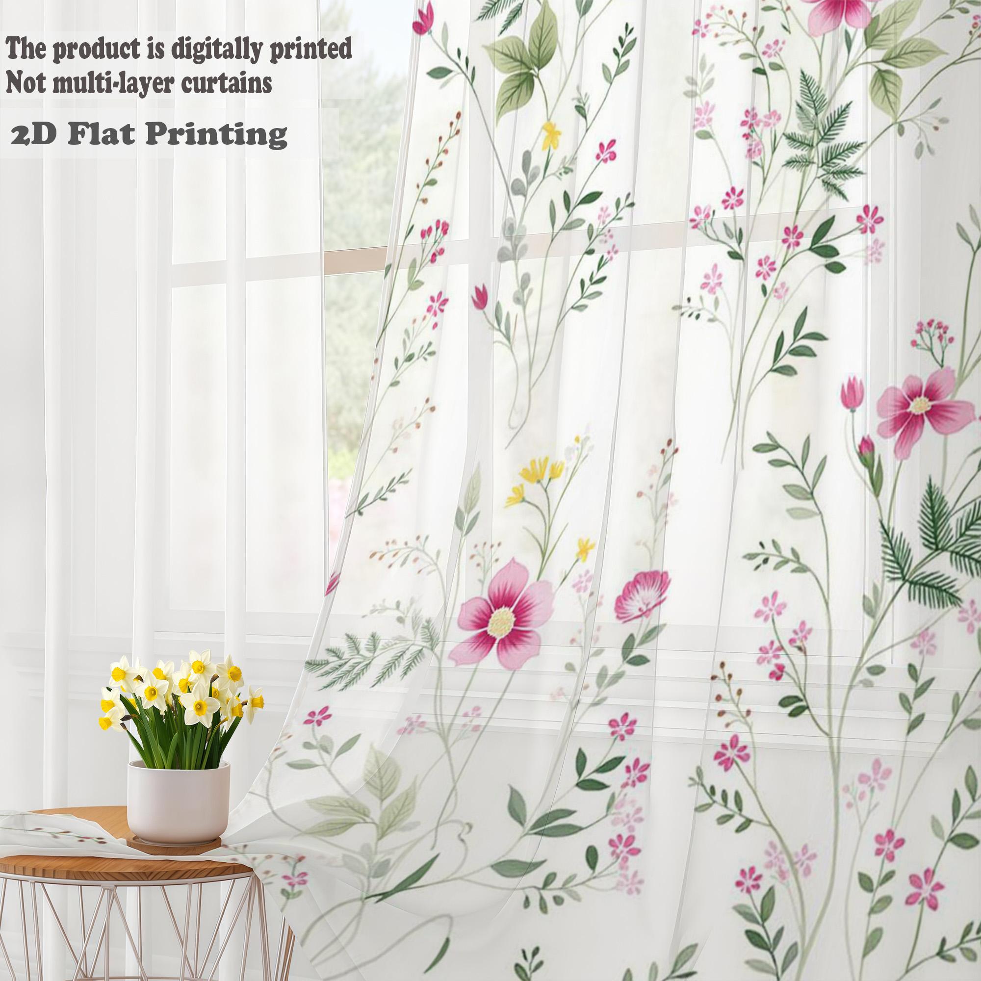 

One-Piece Watercolor Floral Pattern Window Curtain Rod-Style for Living Room And Bedroom Fresh Countryside Style Home Decor 100*130 Grommet Top 1pcs