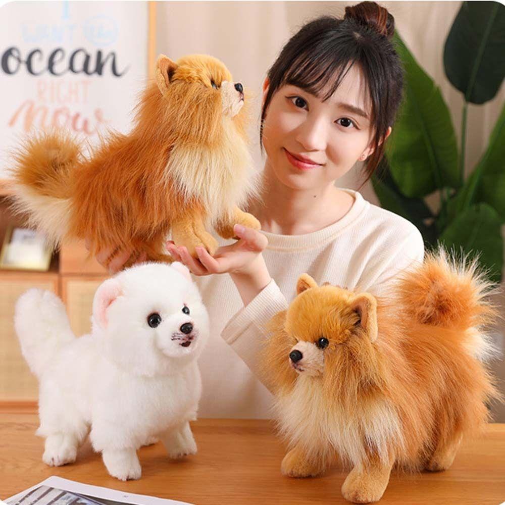 

Standing Pomeranian Plush Toy Real Life Stuffed Puppy Doll Simulation Pomeranian Dog Birthday Gift white