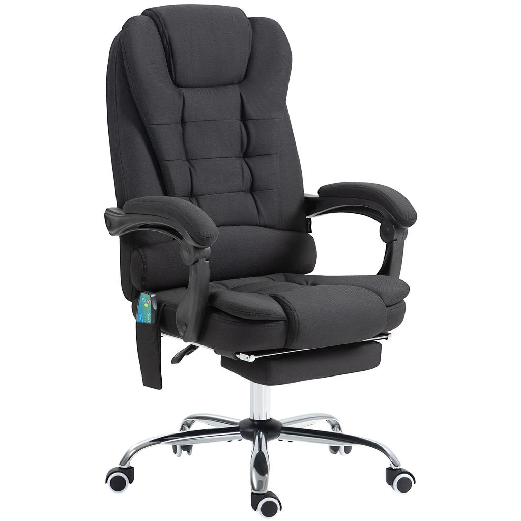 Office Chair with Massage Function, Ergonomic Desk Chair with Reclining & Heat Function, Height-Adjustable, Black