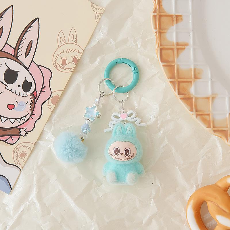 Flocking Cloth Keychain Accessories Pendant Three-dimensional Creative Personalized Cartoon Gift Student Schoolbag Hanging