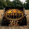 Energetic Oilers Team Spirit Blanket Flannel Throw for Sofa, Indoor, Camping, Living Room, Office, Chair, And Bed Soft Birthday Gift