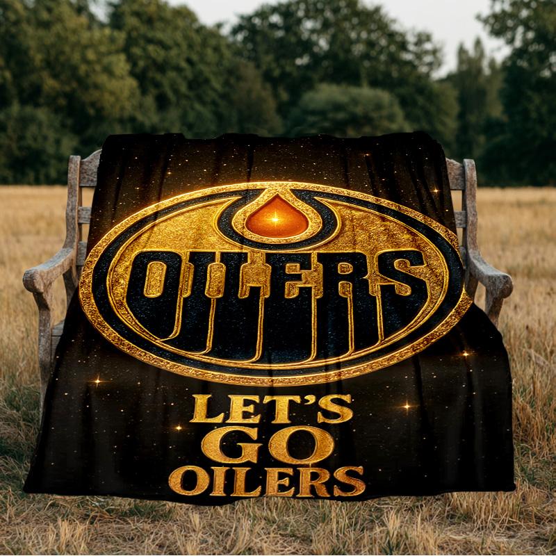 Energetic Oilers Team Spirit Blanket Flannel Throw for Sofa, Indoor, Camping, Living Room, Office, Chair, And Bed Soft Birthday Gift