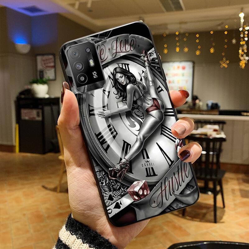 Skeleton Schädel Frau Kuss Tattoo Telefon Fall für OPPO A54 A74 A94 A53S A9 A5 A15 A16 A91 A96 A76 Reno8 8Pro Reno2 Z Abdeckung Coque