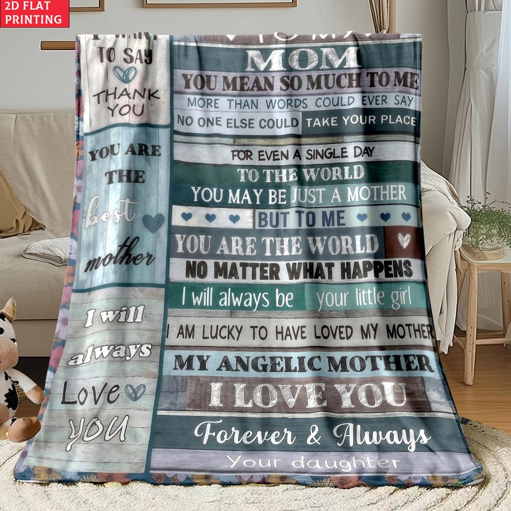 Till Min Mamma Print Flanellduk, Lila Ros Fjäril Varm Pläd, Morsdagspresent från Dotter, Mysig Säng Soffa Filt