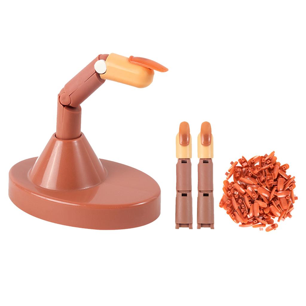 Nail Art Training Finger Bendable Joints False Nail Tips Practice Finger Mannequin with Brown Base