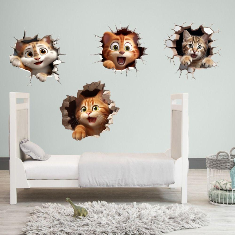 

PVC Mouse Hole Wall Sticke 3D 3D Self Adhesive Decals Creative Mouse and Cat Stickers Home Decor 7