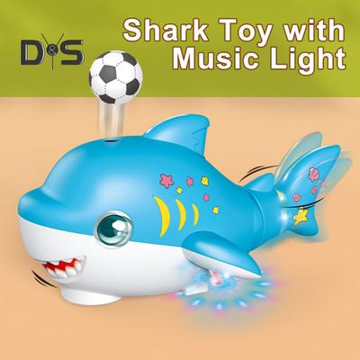 Electric Blowing Ball Shark Toy with Music Light Swing Tail Walking Shark Toy Educational Sea Animal Crawling Toy Toddlers Boys Girls Gift